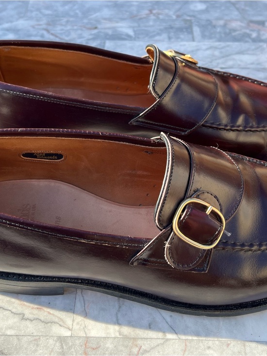 Allen Edmonds Rawlins; Single Monk Strap Gold Buckle Loafers Size 11.5D Burgundy main image 10